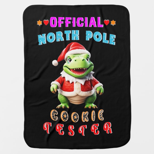 Official North Pole Cookie Tester Giant Christmas Baby Blanket (Front)