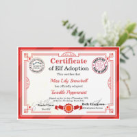 Official North Pole Elf Adoption Certificate
