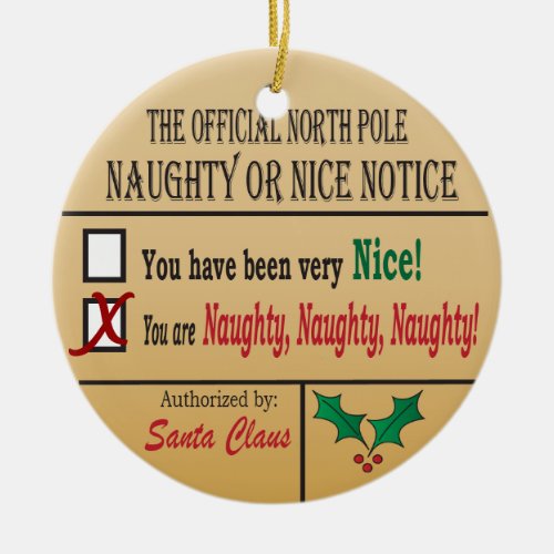 Official North Pole Naughty or Nice Ceramic Ornament