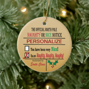 Official North Pole Naughty or Nice - Humor Ceramic Ornament