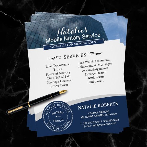Official Notary Stamp Loan Signing Agent Business Flyer