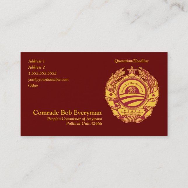 Official Obammunist Part Commissar Card (Front)