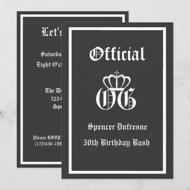 Official OG Birthday Invitation (Front/Back)