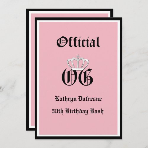 Official OG Birthday Invitation Pink