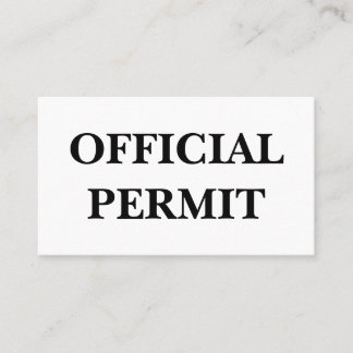 Official Permit: I can do what I want. Business Card