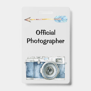 Official Photographer with Vintage Camera Badge