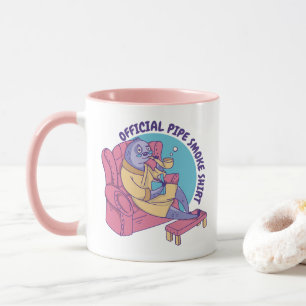 OFFICIAL PIPE SMOKE SHIRT SLOTH ANIMAL READING MUG