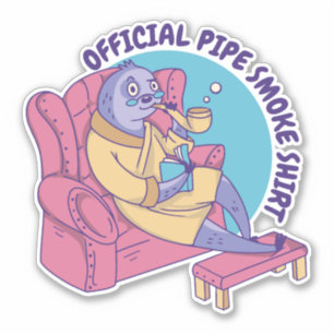 OFFICIAL PIPE SMOKE SHIRT SLOTH ANIMAL READING STICKER