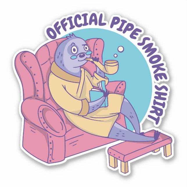 OFFICIAL PIPE SMOKE SHIRT SLOTH ANIMAL READING  STICKER (Front)