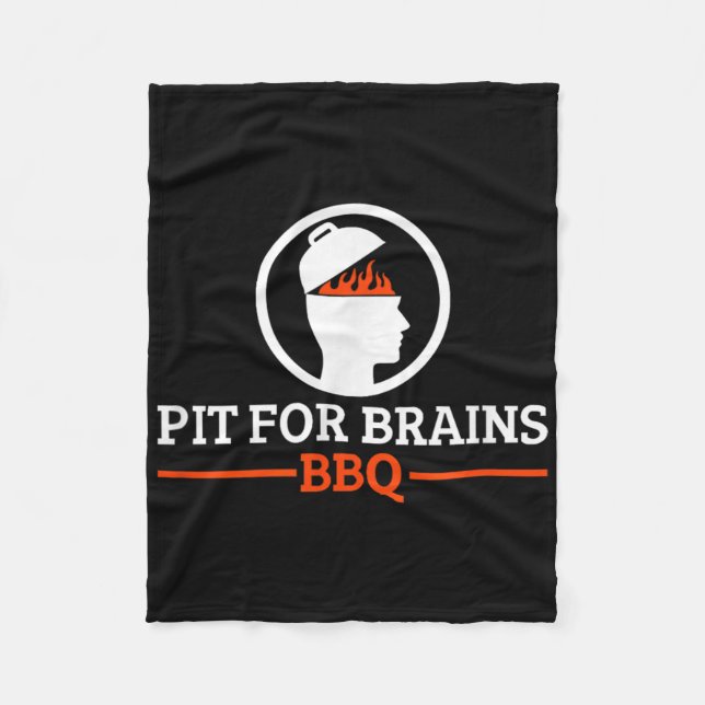 Official Pit For Brains Bbq -black Anvil Relaxed F Fleece Blanket (Front)