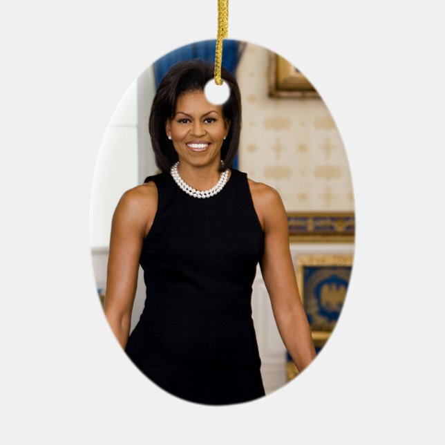 Official Portrait of First Lady Michelle Obama Ceramic Ornament (Front)