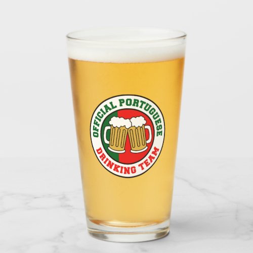 Official Portuguese Drinking Team Flag Portugal Glass