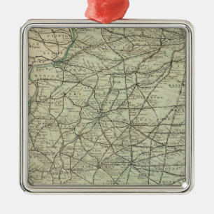 Official railroad map of Illinois Metal Ornament