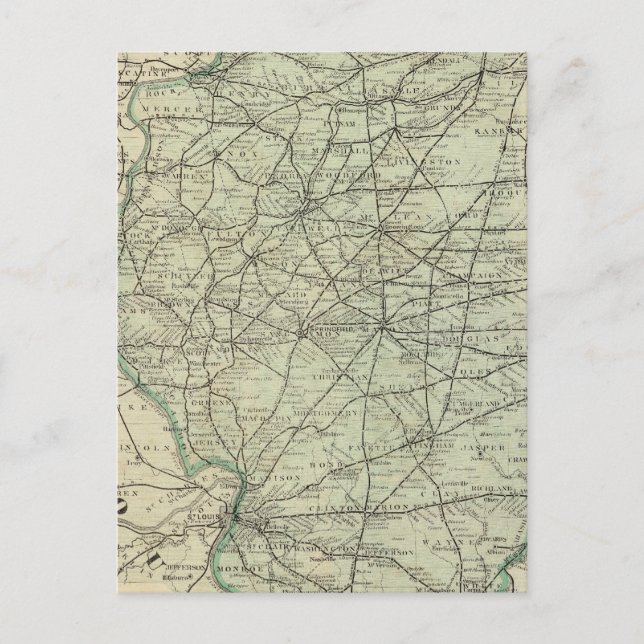 Official railroad map of Illinois Postcard (Front)