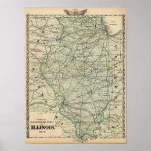 Official railroad map of Illinois Poster