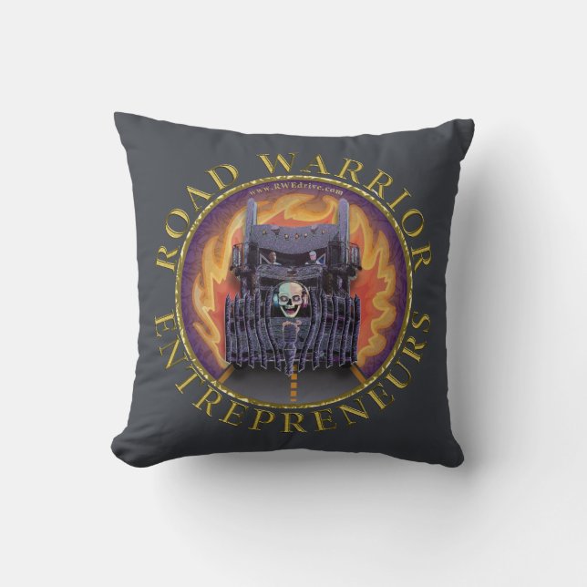 Official Road Warrior Entrepreneurs Logo Throw Pillow (Front)