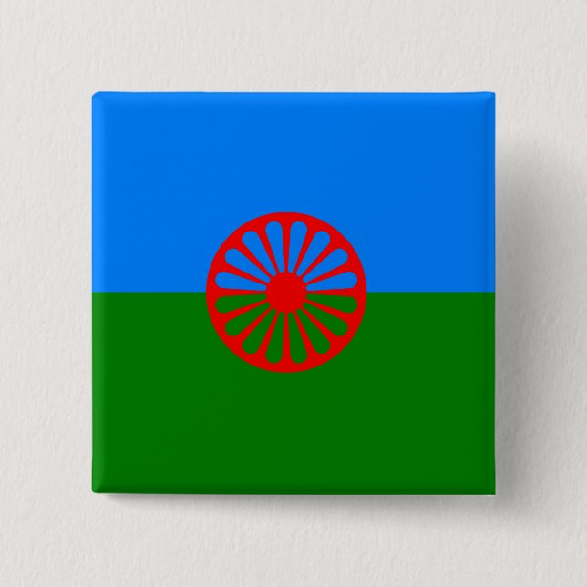 Official Romany gypsy flag Button (Front)