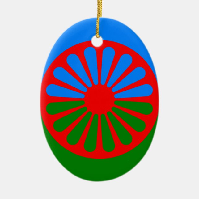 Official Romany gypsy flag Ceramic Ornament (Front)