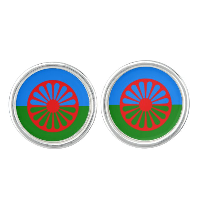 Official Romany gypsy flag Cufflinks (Front)