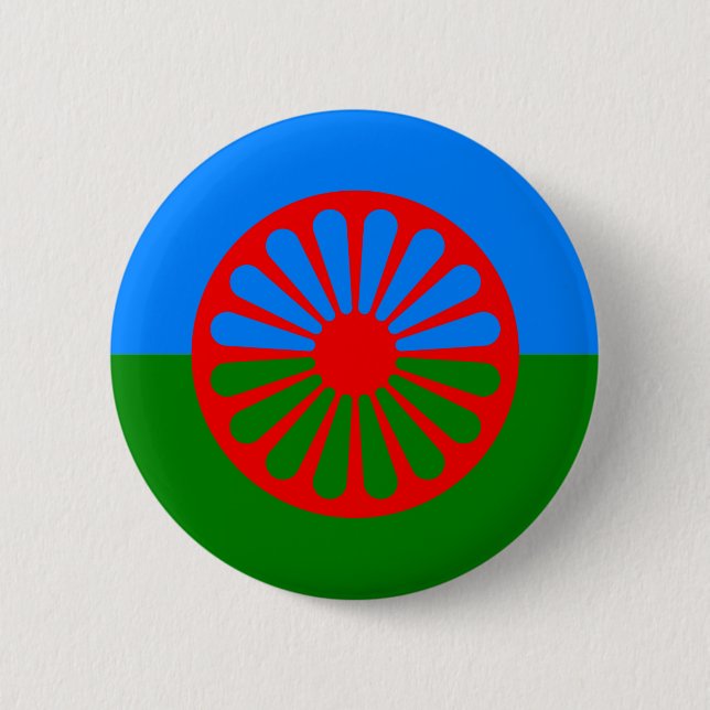 Official Romany gypsy flag Pinback Button (Front)