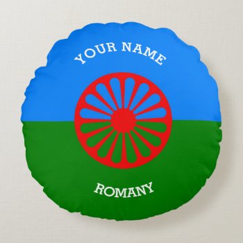 Official Romany Gypsy Travellers Flag Personalized Round Pillow by customizedgifts at Zazzle