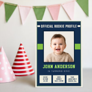 Official Rookie Profile Football First Birthday Invitation