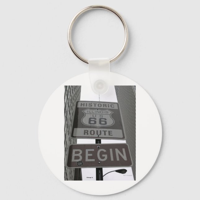 Official Route 66 begin sign Keychain (Front)