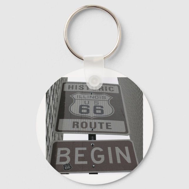 Official Route 66 begin sign Keychain (Front)