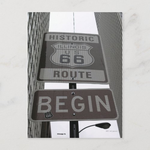 Official Route 66 begin sign Postcard