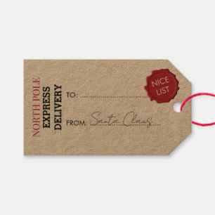 Official Santa Claus Gift Present From North Pole Gift Tags