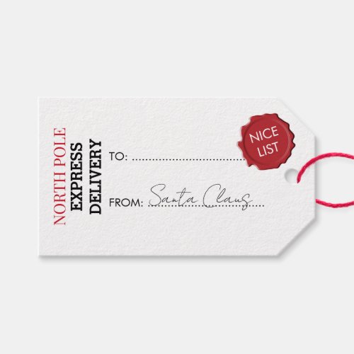 Official Santa Claus Gift Present From North Pole Gift Tags