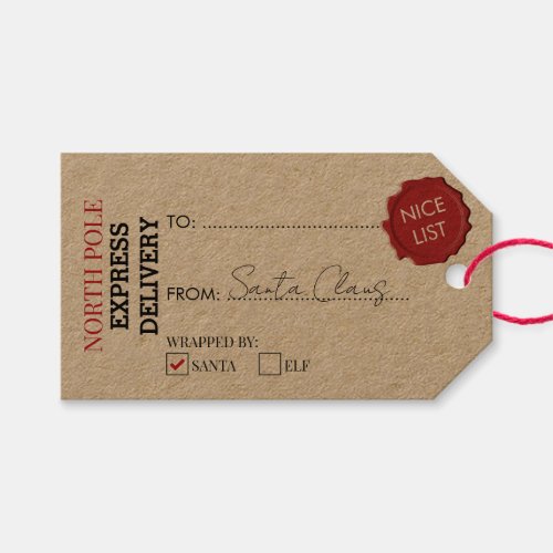 Official Santa Claus Gift Present From North Pole  Gift Tags