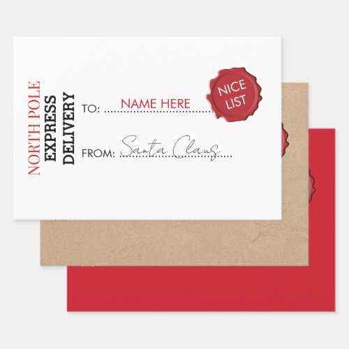 Official Santa Claus Gift Present From North Pole Wrapping Paper Sheets