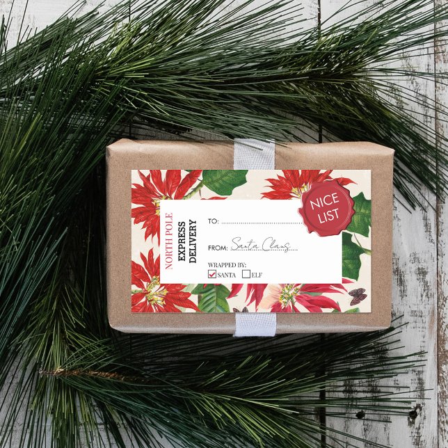 Official Santa Claus Gift Present North Pole Red Rectangular Sticker (Official Santa Claus Gift Present From North Pole Rectangular Sticker)