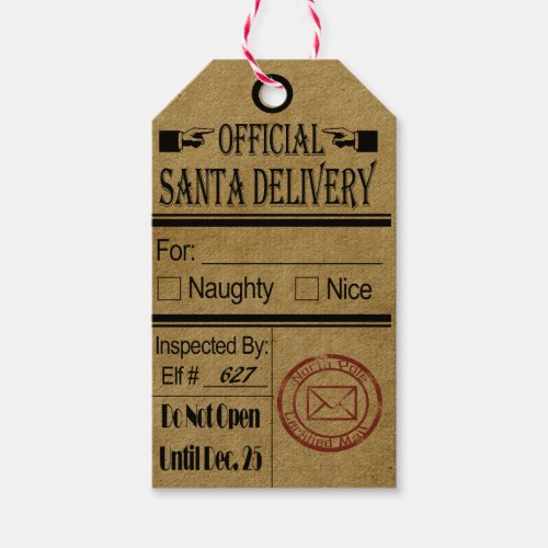 Official Santa Delivery Tags Chrismas Naughty nice