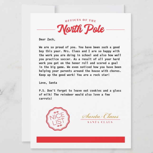 Official Santa Letter Holiday Card (Front)