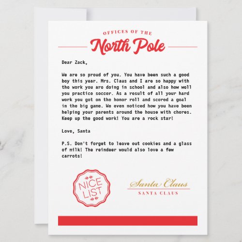 Official Santa Letter Holiday Card