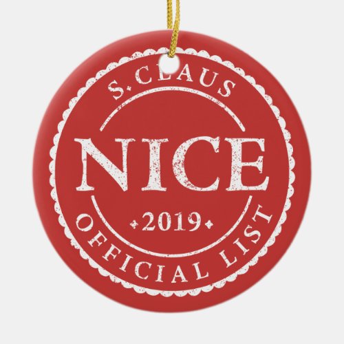 Official Santa Nice List Holiday Christmas Ceramic Ornament