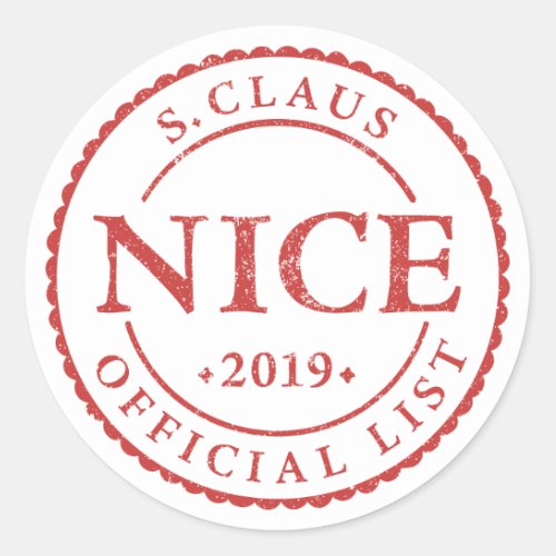 Official Santa Nice List Holiday Christmas Classic Round Sticker