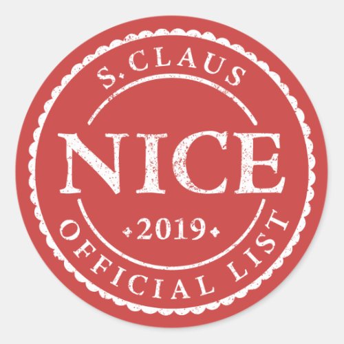 Official Santa Nice List Holiday Christmas Classic Round Sticker