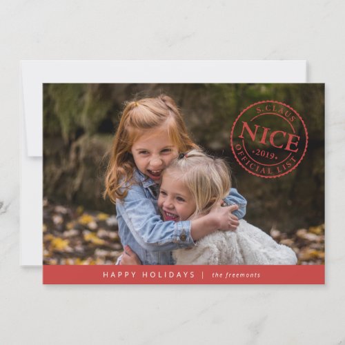 Official Santa Nice List Holiday Photo Card
