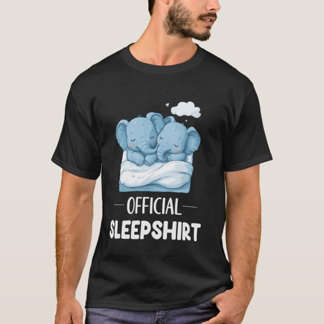 Official Sleepshirt Sleeping Elephant Animal Lover T-Shirt (Front)