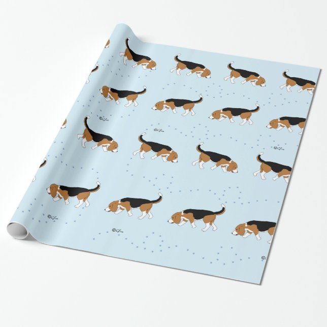 Official Sleepytown Beagles Wrapping Paper (Blue) (Unrolled)