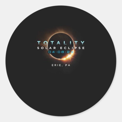 Official Solar Eclipse 2024 Erie Pa Totality 04_08 Classic Round Sticker