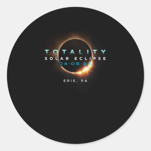 Official Solar Eclipse 2024 Erie Pa Totality 04-08 Classic Round Sticker