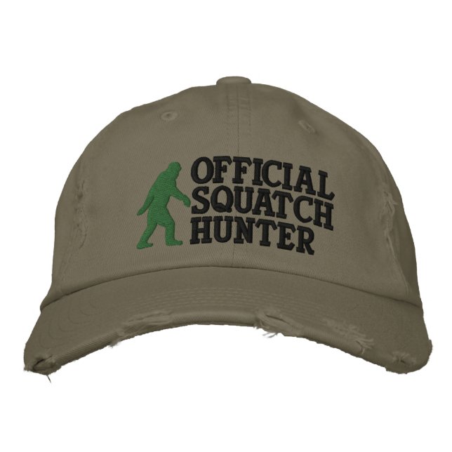 Official squatch hunter * large logo version* embroidered baseball hat (Front)
