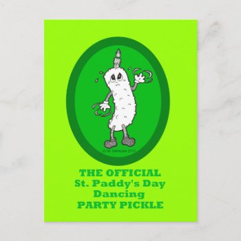 Official St. Patrick's Day Dancing Party Pickle Postcard by PetiteFrite at Zazzle