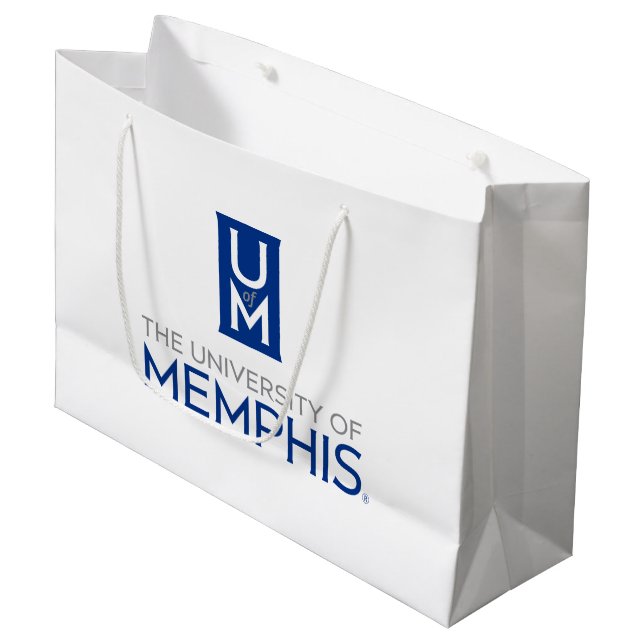 Official Stacked UofM Monogram & Name Large Gift Bag (Front Angled)