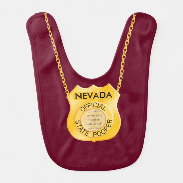 Official State Pooper Photo Frame Baby Bib (Front)
