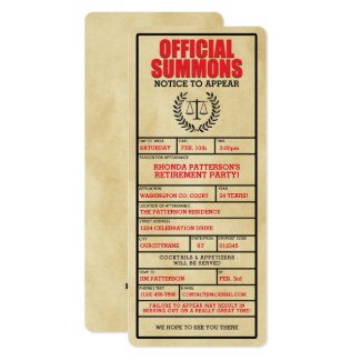 Official Summons Retirement Party Invitations